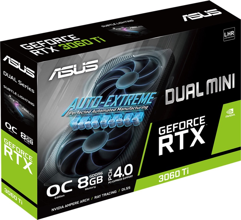 Videokarte Asus GeForce RTX 3060 Ti DUAL-RTX3060TI-O8G-MINI-V2 LHR version, 8 GB, GDDR6