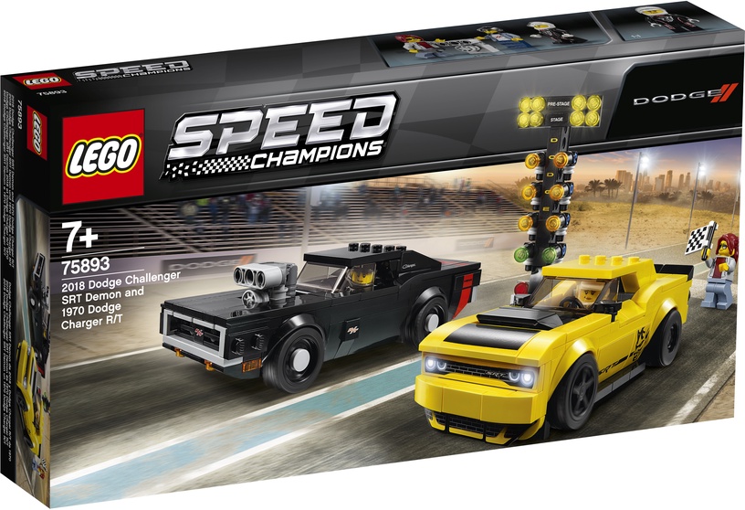 Konstruktors LEGO® Speed Champions 2018 Dodge Challenger SRT Demon And 1970 Dodge Charger R/T 75893, 478 gab.
