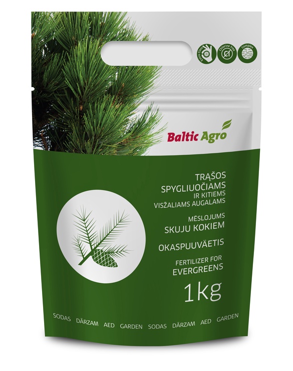 Väetis igihaljastele taimedele, okaspuudele Baltic Agro, graanulid, 1 kg