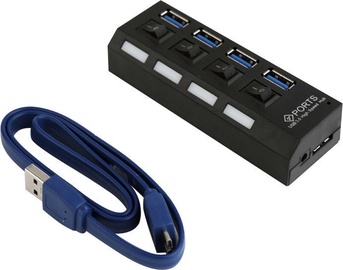 Gembird USB 3.0 4-port HUB w/switches Black UHB-U3P4-22