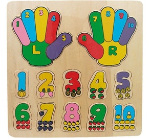 Brimarex Wooden Puzzle Hands And Numbers 12pcs 4431