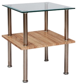 Kafijas galdiņš Signal Meble Ana Sonoma Oak/Chromed Metal, 500x500x550 mm