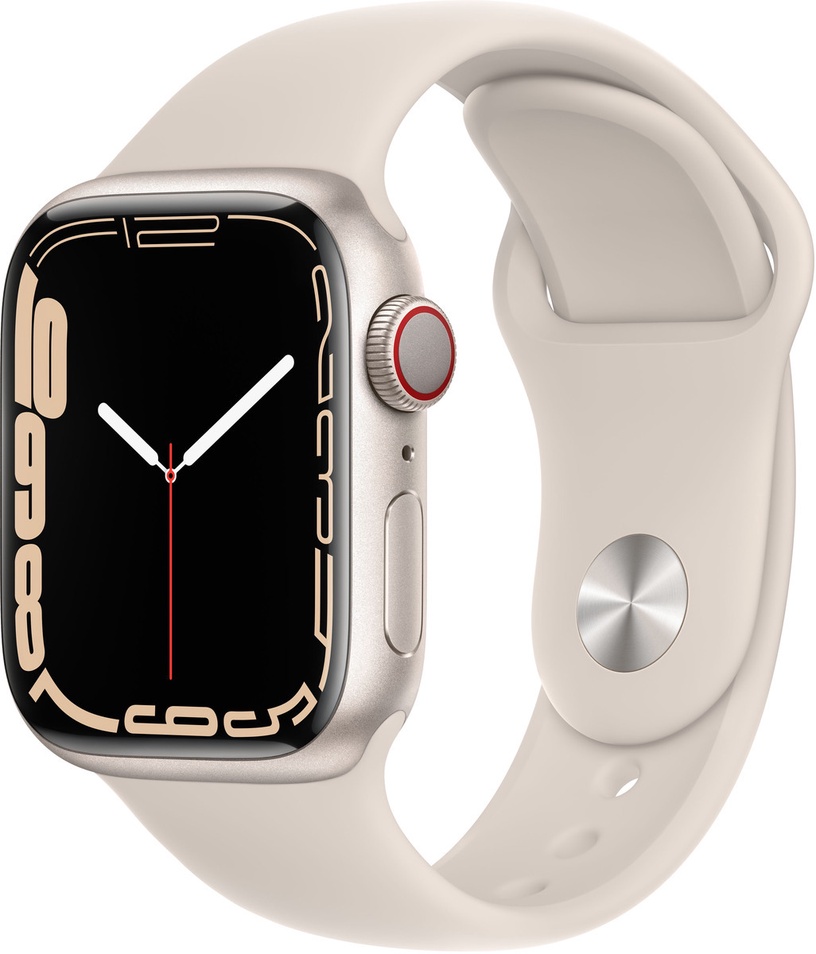 Nutikell Apple Watch Series 7 GPS + Cellular, 41mm Starlight Aluminium Case with Starlight Sport Band - Regular, beež