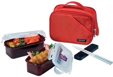 Lock&Lock Food Bag With 2 Containers 510ml And Bottle/Red