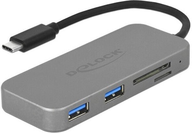 Delock 2-Port USB 3.0 Hub + Card Reader + Type-C 64064