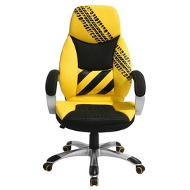 Biroja krēsls Domoletti Dee Tire, 70 x 52 x 112 - 122 cm, melna/dzeltena