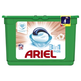 Kapsulas mazgāšanai Ariel Sensitive 3 in 1, 14 gab.