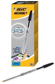 Ручка Bic B12 Cristal Stylus, прозрачный/черный, 12 шт.
