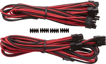 Corsair Premium Individually Sleeved PCIe Cables with Dual Connectors, Type 4 (Gen 3) Red/Black