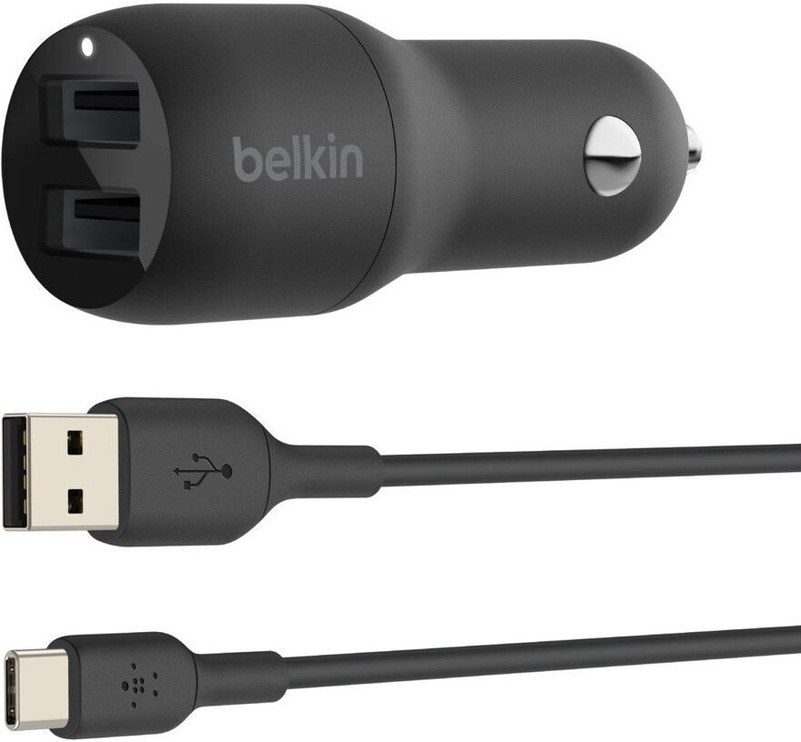 Lādētājs Belkin, 2 x USB, 100 cm, melna