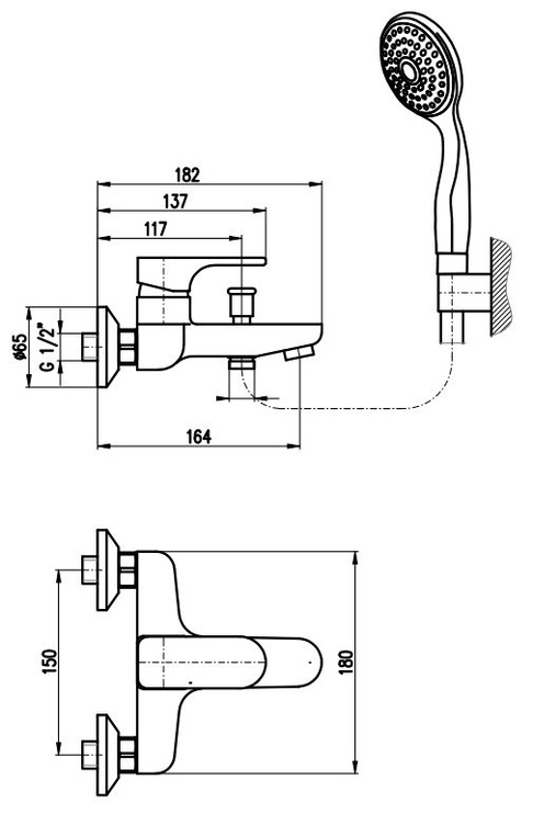 Смеситель для ванной Domoletti Yukon DYU154.5/1CMAT, черный