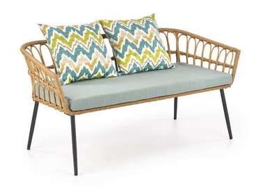 Lauko sofa, mėlyna/ruda, 140 cm x 58 cm x 71 cm