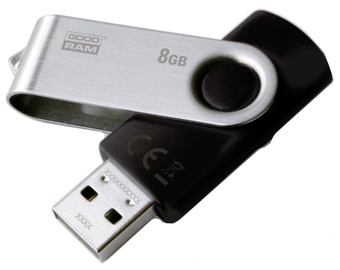 USB atmintinė Goodram Twister UTS2, juoda, 8 GB