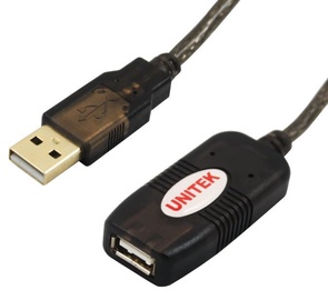 Vads Unitek USB / USB USB 2.0 A male, USB 2.0 A female, 20 m, melna