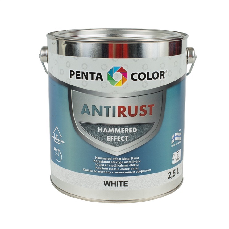 Eriotstarbeline värv Pentacolor Anti Rust Hammered, 2.5 l, valge