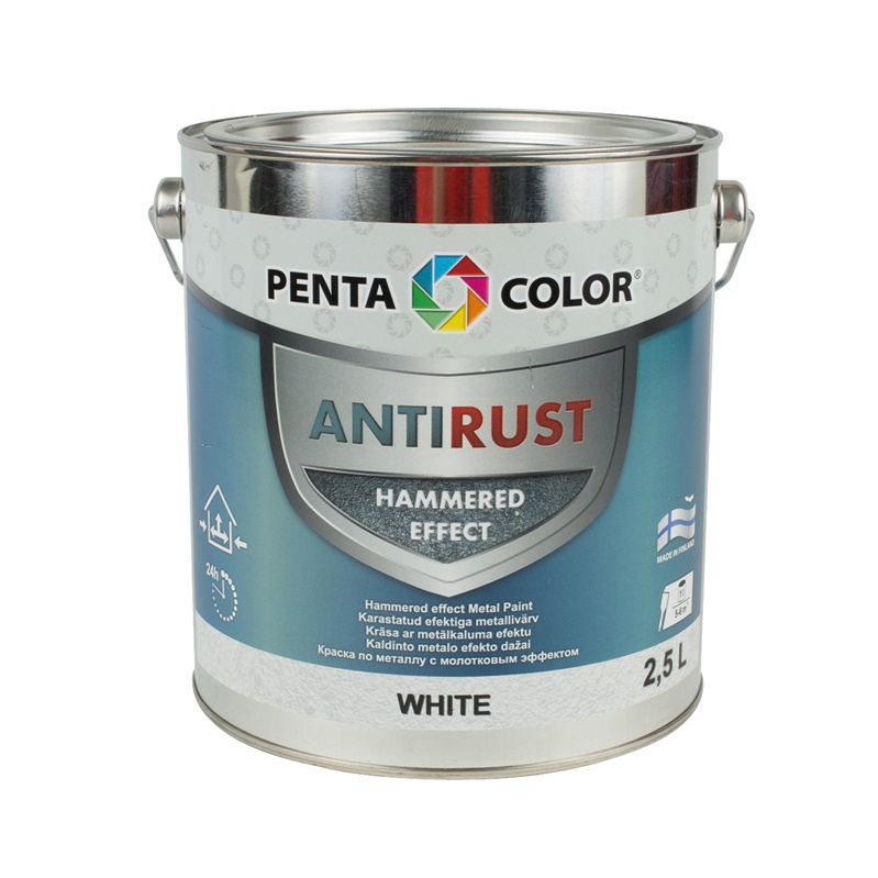 Emailvärv, universaalsed Pentacolor Anti Rust Hammered, läikiv, 2.5 l, valge