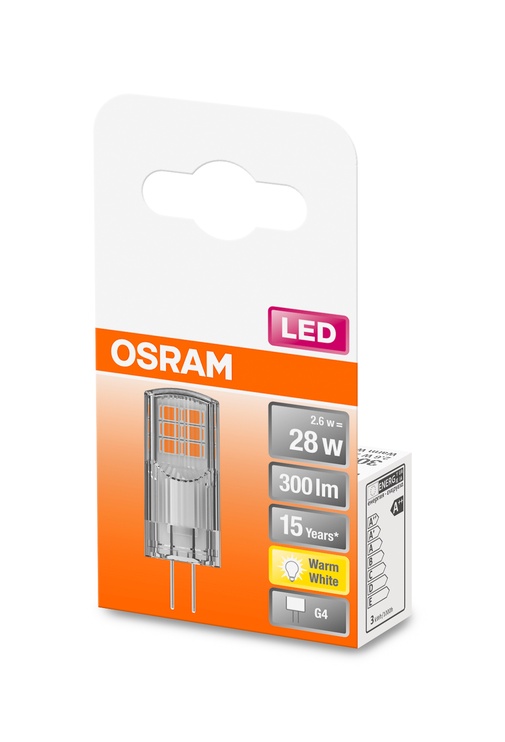 Лампочка Osram LED, теплый белый, G4, 2.6 Вт, 300 лм