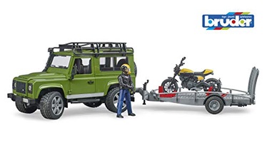 Bērnu rotaļu mašīnīte Bruder Land Rover Defender With Scrambler Ducati Full Throttle 02589, daudzkrāsaina