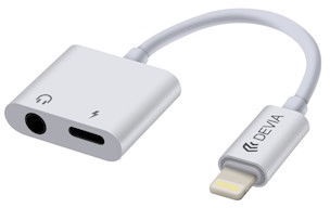 Devia Smart 2in1 Lightning Adapter To 3.5mm Headphone Jack Adapter White