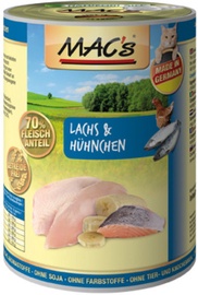Влажный корм для кошек (консервы) Mac's Salmon & Chicken 400g