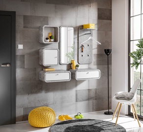 ASM Wally VI Hallway Wall Unit Set Gray/Glossy White