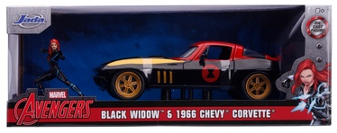 Bērnu rotaļu mašīnīte Jada Toys Marvel Avengers Black Widow 1966 Chevy Corvette 253225014, zelta/melna/sarkana