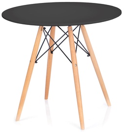 Pusdienu galds Homede Tebe, melna/ozola, 850x850x720mm