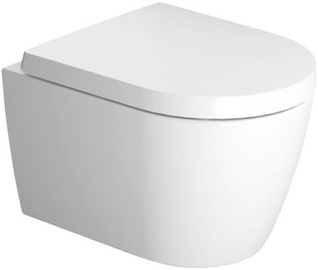 Sienas tualete Duravit ME By Starck Compact Rimless, ar vāku, 370 mm x 480 mm
