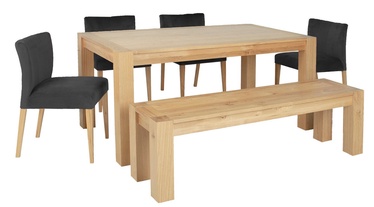 Home4you Turin Dining Set With Bench 6pcs Brown Black