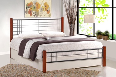 Кровать двухместная Viera, 160 x 200 cm, черный/вишневый, с решеткой