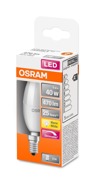 Lambipirn Osram LED, soe valge, E14, 5 W, 470 lm