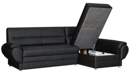 Kampinė sofa Bodzio Livonia, juoda, 248 x 155 cm x 89 cm
