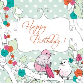 Clear Creations Mint Green & Pink Birds Birthday Card CL1502