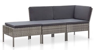 Комплект уличной мебели VLX Poly Rattan Lounge Set 3 Piece, серый/антрацит, 3 места