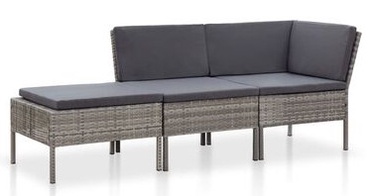 Välimööbli komplekt VLX Poly Rattan Lounge Set 3 Piece, hall/antratsiit, 3 istekohta