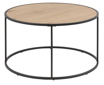 Kafijas galdiņš Home4you Seaford, melna/ozola, 800x800x450 mm