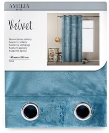 Ночные шторы AmeliaHome Velvet, синий, 1400 мм x 2450 мм