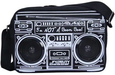 Plecu soma Fydelity Le Boombox, balta/melna, 10 cm x 35 cm x 20 cm