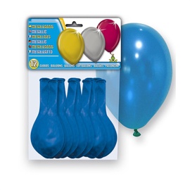 Balons ovāls Metallic, zila, 12 gab.
