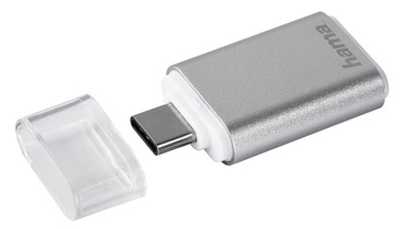 Hama USB 3.1 Type C OTG To MicroSD Card Reader Silver