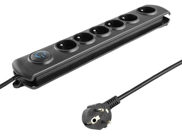 Qoltec Surge Protector 6 Outlet Black 1.8m