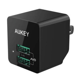 Telefona lādētājs Aukey, USB/Europlug, melna, 12 W