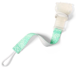 BabyOno Dummy Ribbon With Clip Green