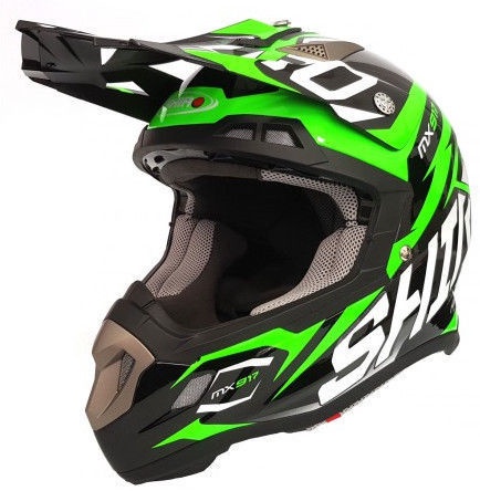 Мотоциклетный шлем Shiro, M (57-58 см), черный/зеленый