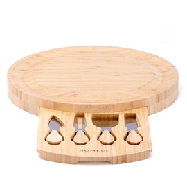 Homede Glask Cheese Serving Tray w/ Knives Bamboo