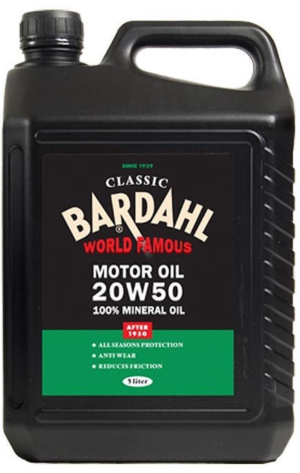 Машинное масло Bardahl 20W - 50, минеральное, для легкового автомобиля, 5 л