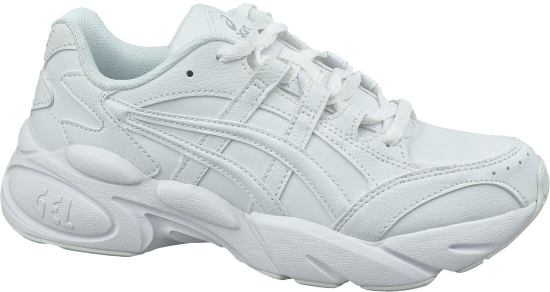 white leather asics shoes