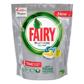 Trauku mazgājamās mašīnas kapsulas Fairy Platinum Lemon, 37 gab.