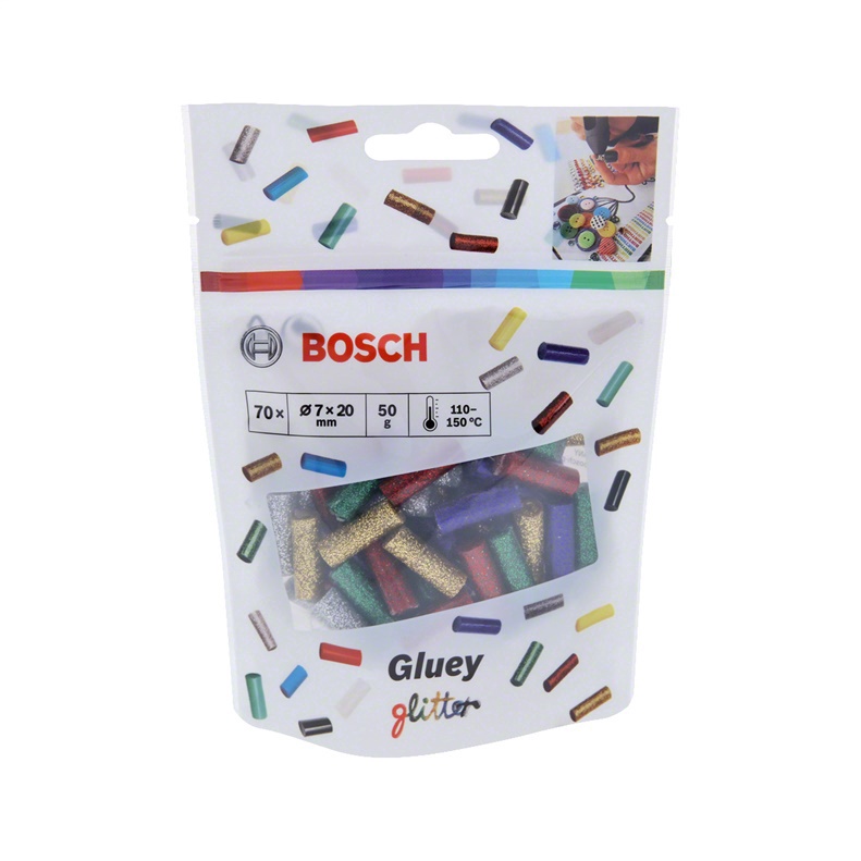 Liimipulgad Bosch Gluey 70tk värv. läike
