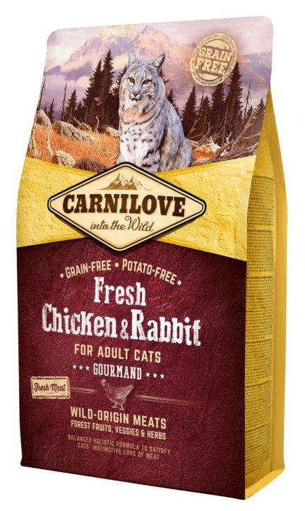 Kuiv kassitoit Carnilove Adult Cat Fresh Chicken & Rabbit, küülikuliha, 2 kg